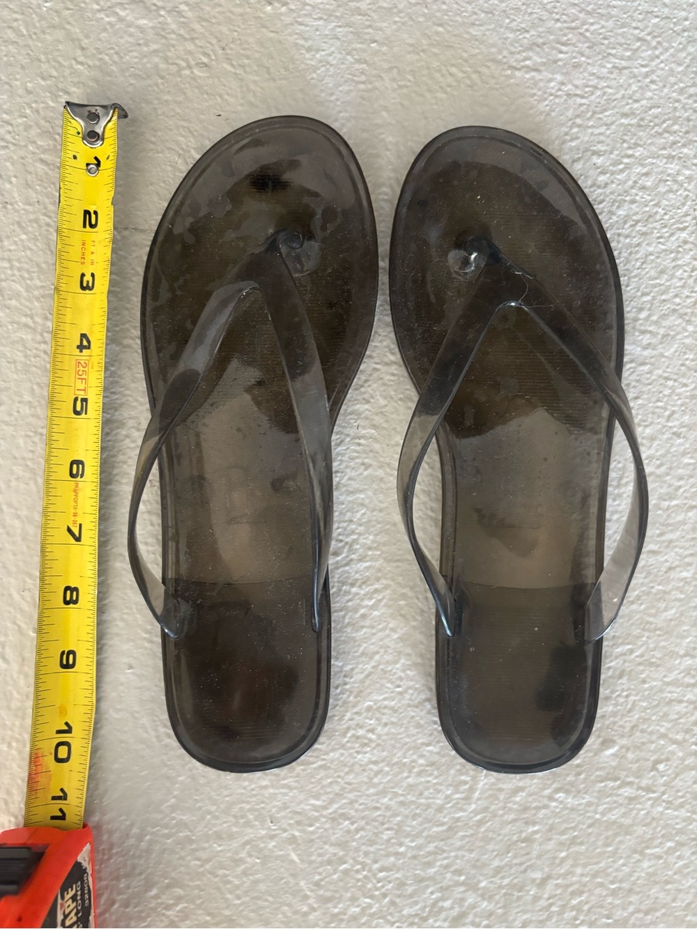 SZ 9 Women's Classic Dark Gray Jelly Flip Flop Sandals